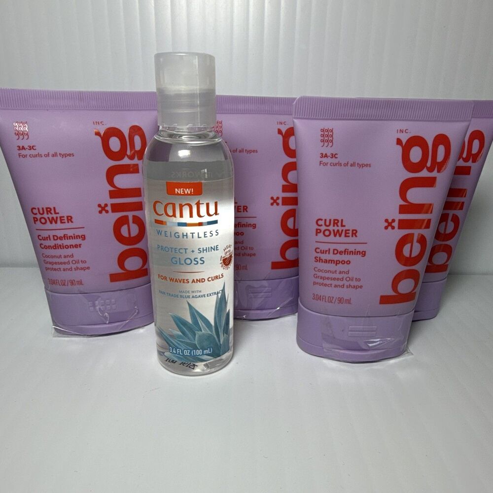 5pc Cantu Curl Power Travel Set 3 Shampoo 1 Conditioner + Protect & Shine Gloss